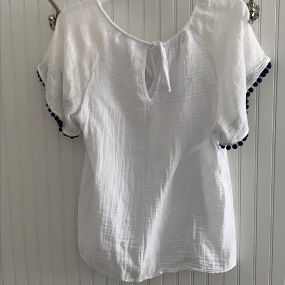 NWOT‎ Michael Stars double gauze top w/ navy pompon